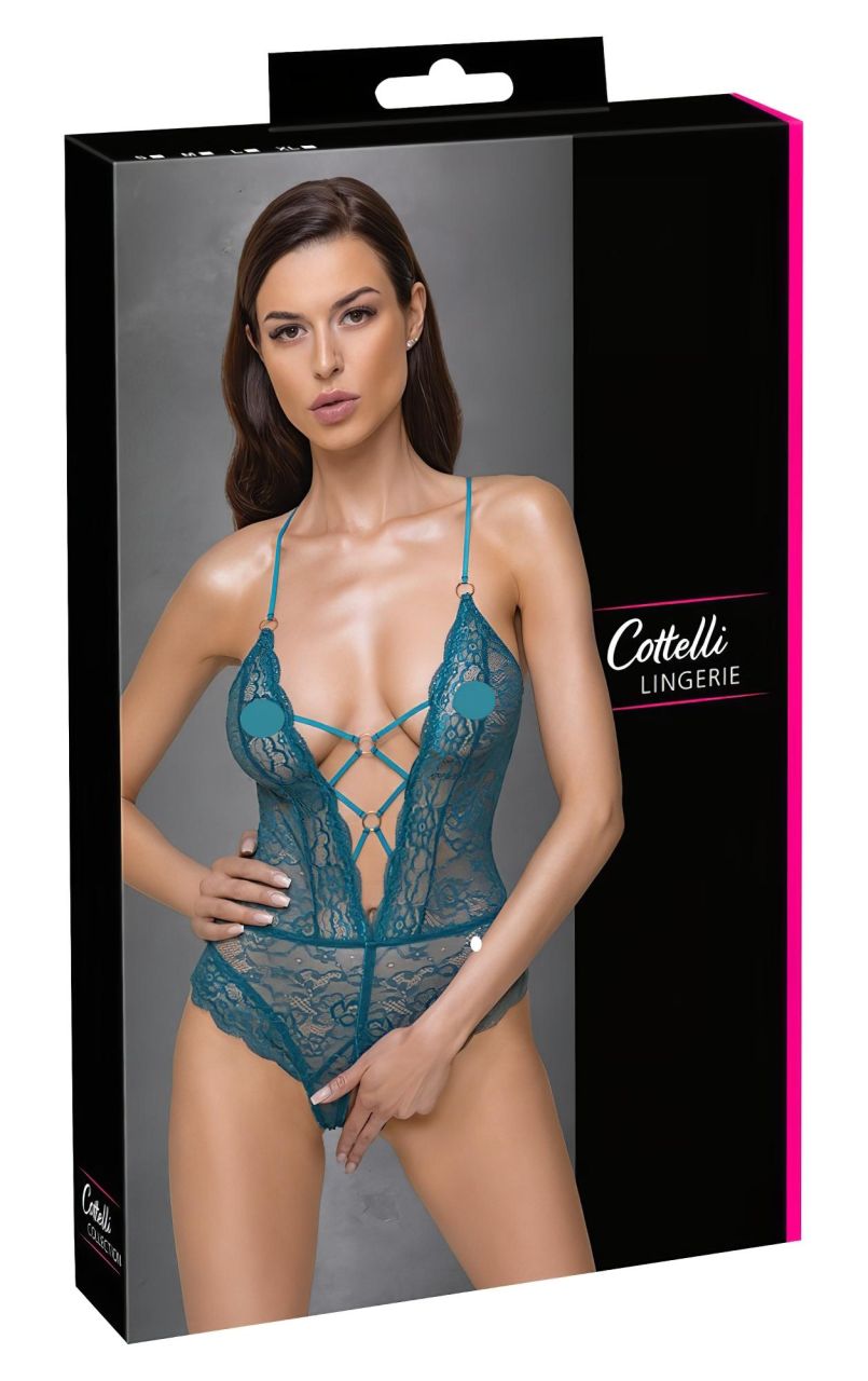 Cottelli - fűzős csipkés, nyitott body (zöld) Cottelli - fűzős csipkés, nyitott body (zöld)