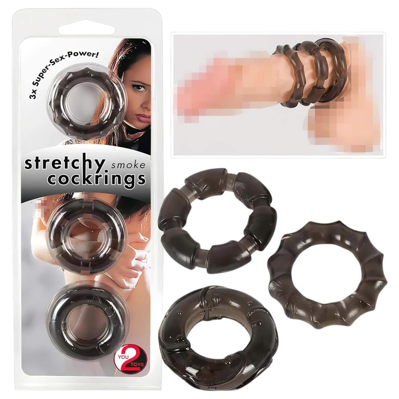 You2Toys - Változatos péniszgyűrű szett (3db) - szürke You2Toys - Változatos péniszgyűrű szett (3db) - szürke