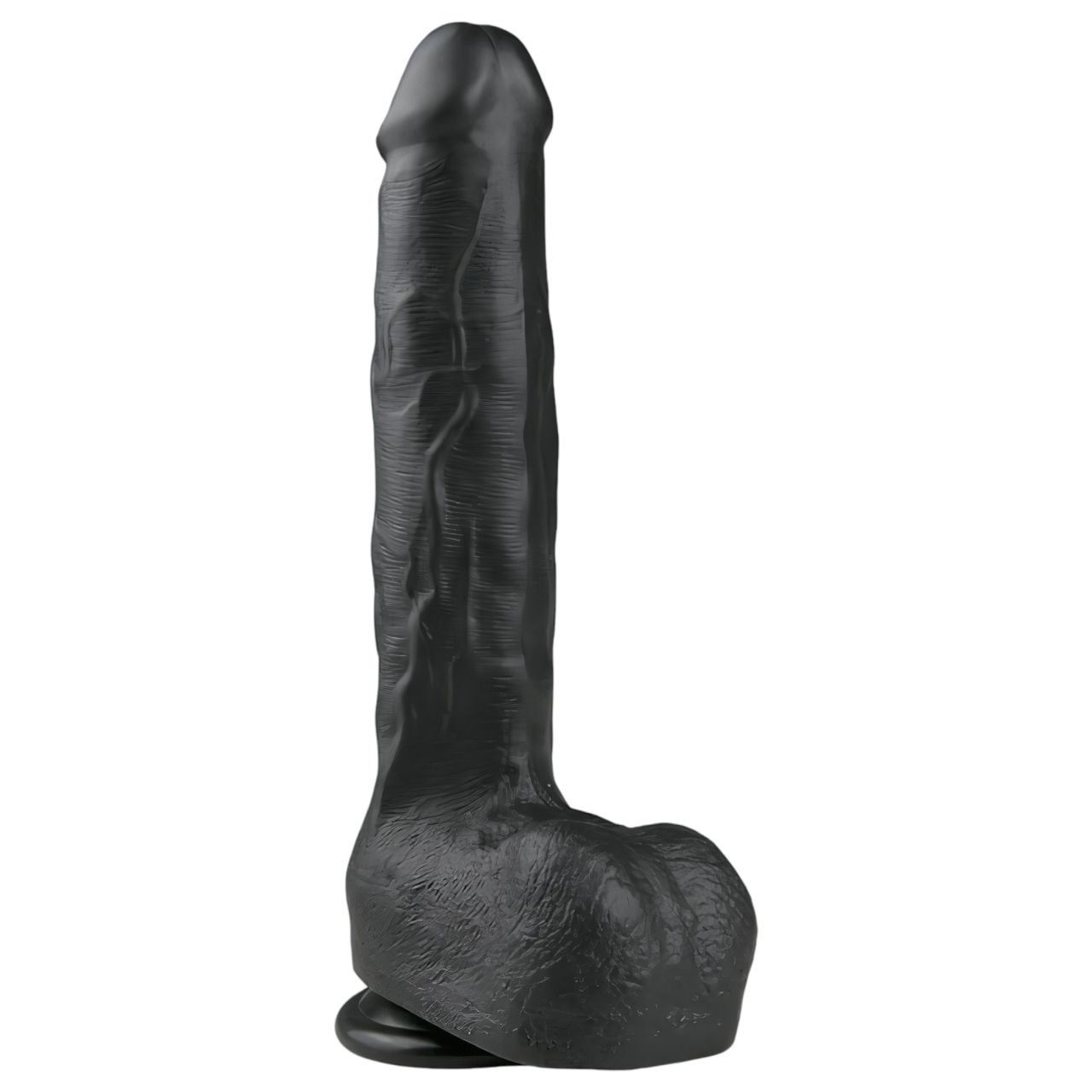 Easytoys - tapadókorongos, herés nagy dildó (29,5cm) - fekete Easytoys - tapadókorongos, herés nagy dildó (29,5cm) - fekete