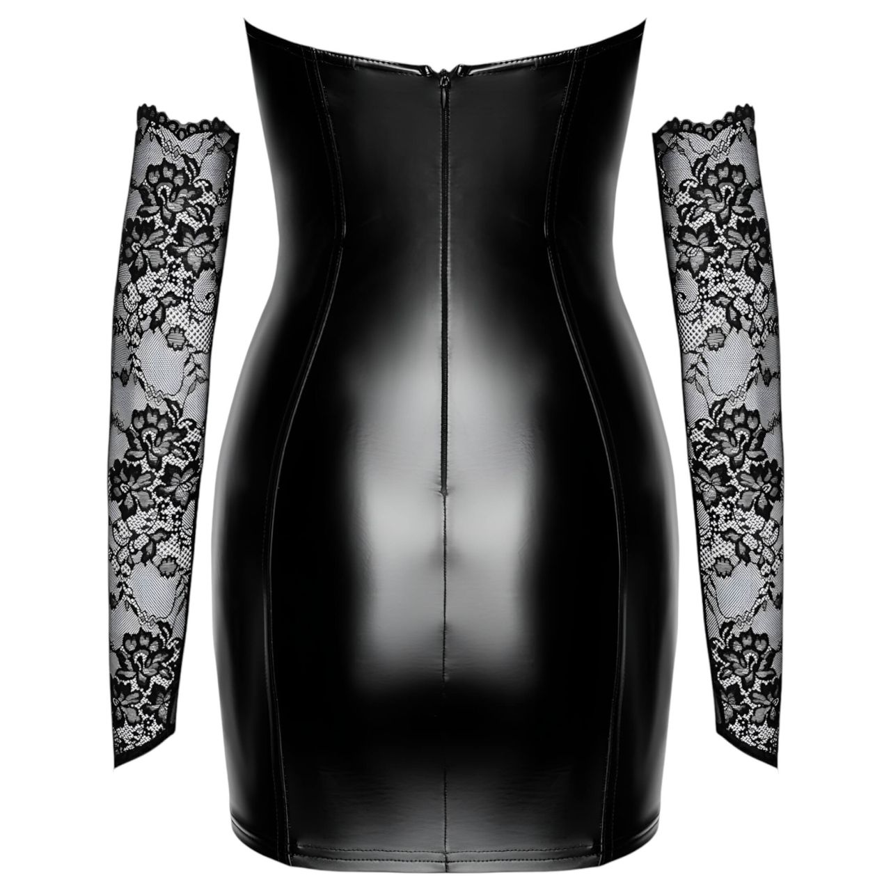 Noir - fényes ruha csipke berakással (fekete) Noir - fényes ruha csipke berakással (fekete)