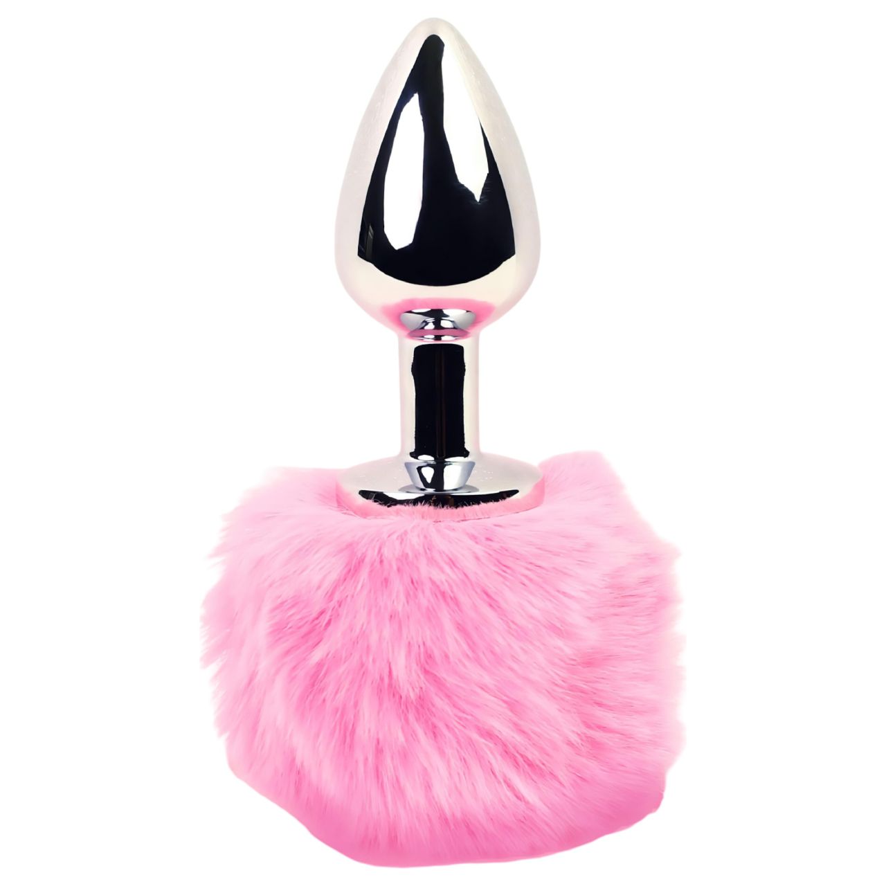 / FEELZTOYS - fém anál plug nyuszifarokkal (ezüst-pink)