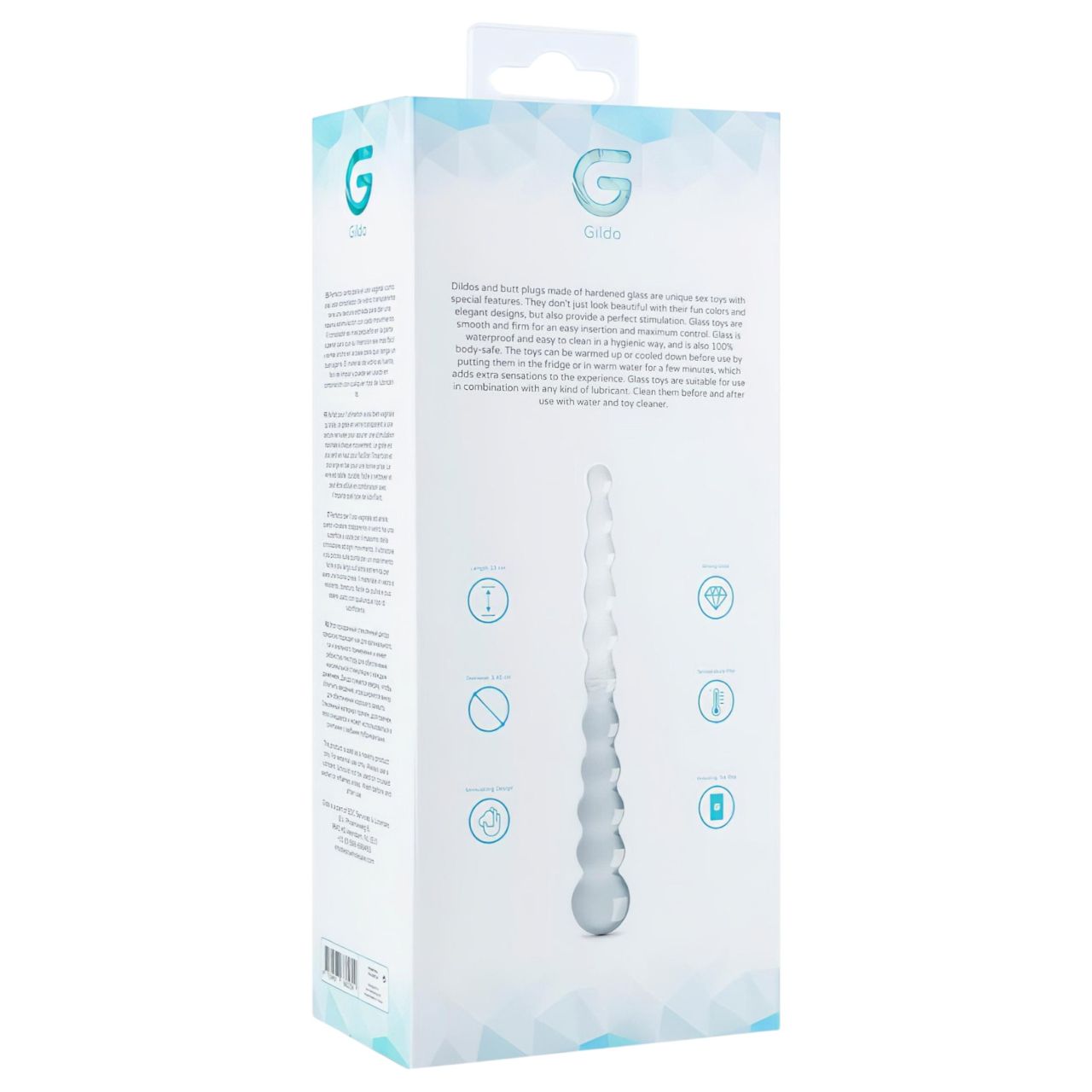 Gildo Glass No. 20 - gyöngyös üveg dildó (átlátszó)