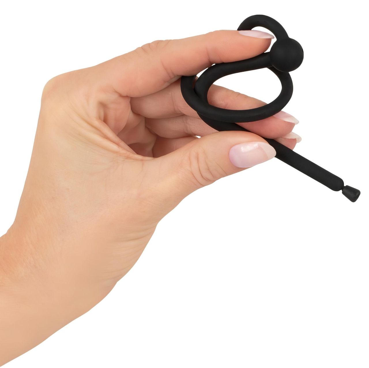 Penisplug - szilikon dilátor makkgyűrűvel (0,6mm) - fekete Penisplug - szilikon dilátor makkgyűrűvel (0,6mm) - fekete