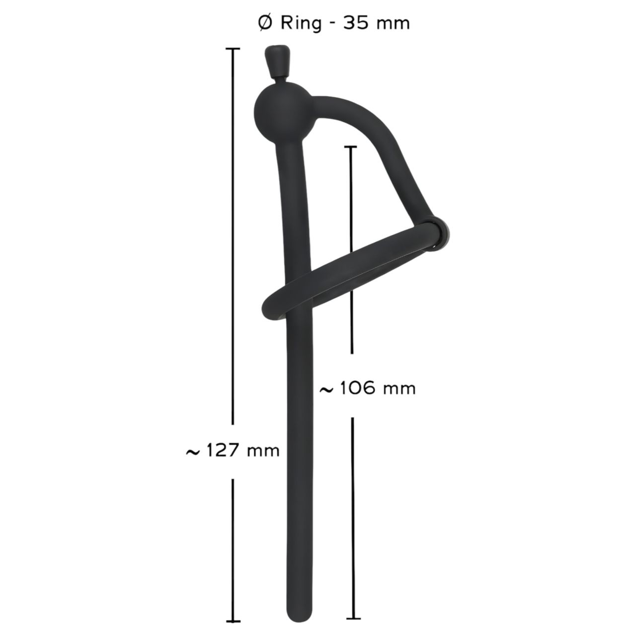 Penisplug - szilikon dilátor makkgyűrűvel (0,6mm) - fekete Penisplug - szilikon dilátor makkgyűrűvel (0,6mm) - fekete