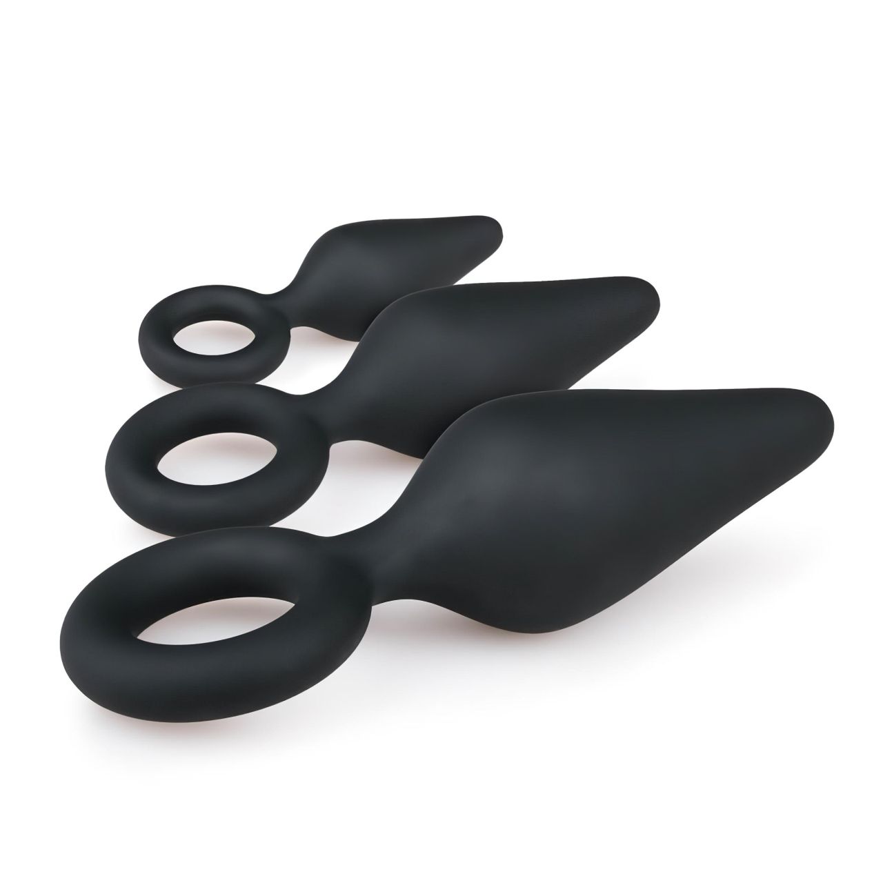Easytoys - gyűrűs anál plug szett - 3db (fekete)