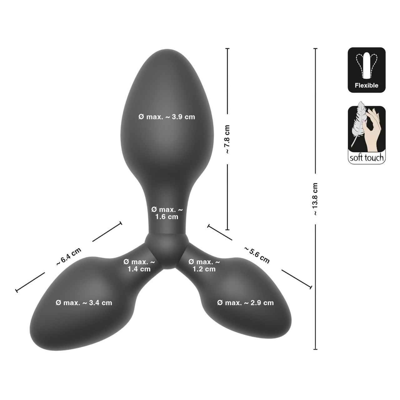 Black Velvet - tripla anál plug (fekete) Black Velvet - tripla anál plug (fekete)