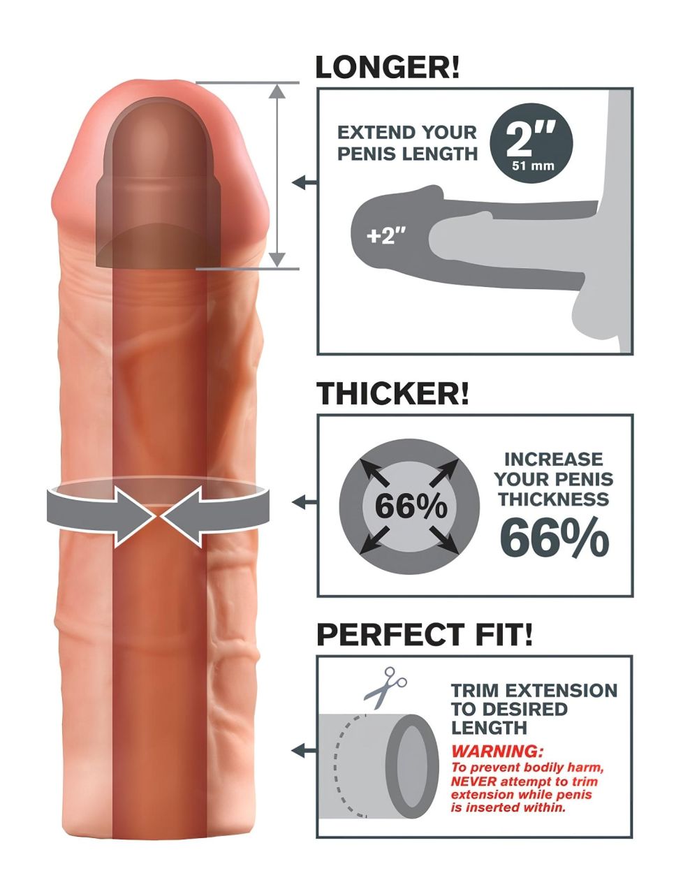 X-TENSION Mega 2 - élethű péniszköpeny (20,3cm) - natúr X-TENSION Mega 2 - élethű péniszköpeny (20,3cm) - natúr