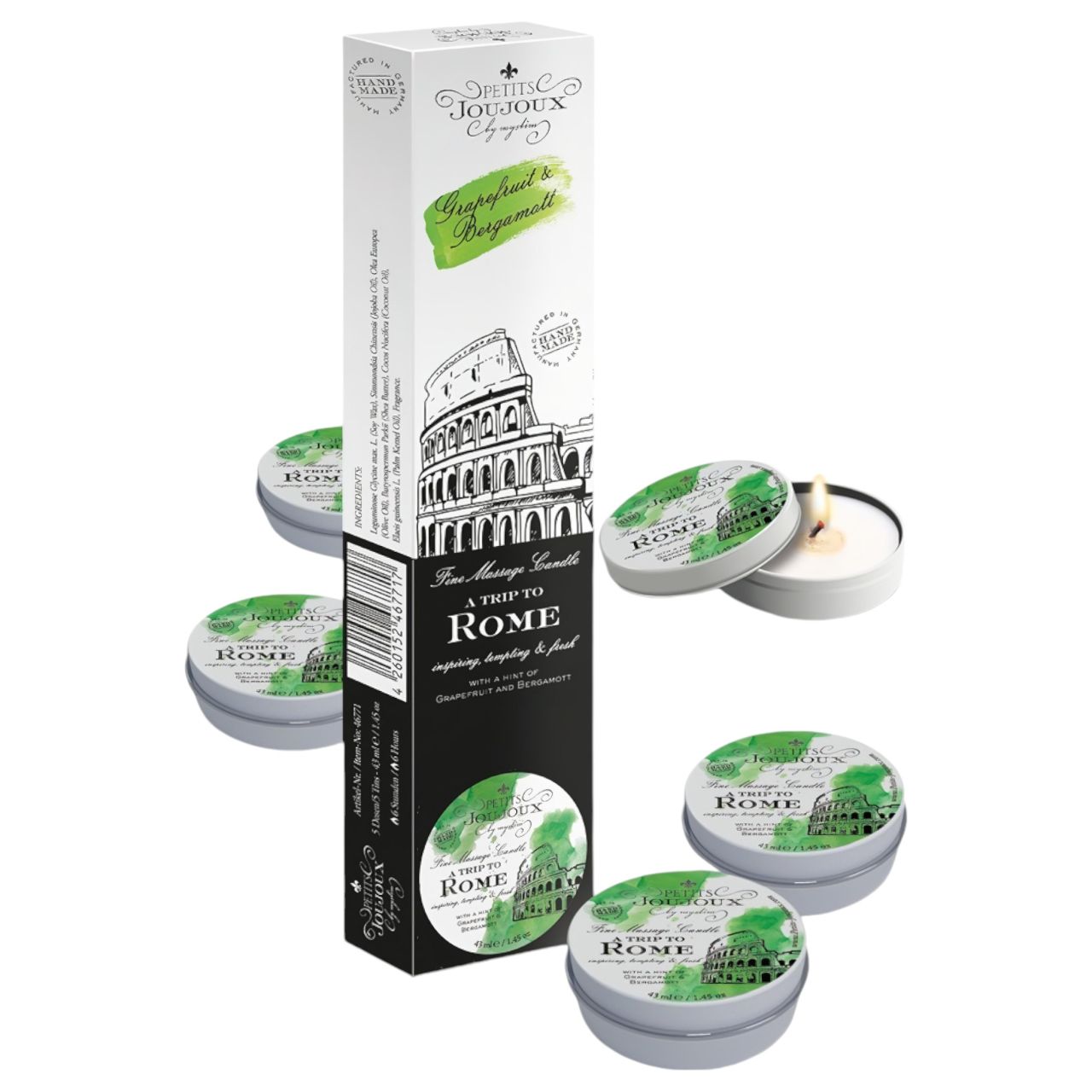 Petits Joujoux Rome masszázsgyertya - grapefruit-bergamot 5x43ml Petits Joujoux Rome masszázsgyertya - grapefruit-bergamot 5x43ml