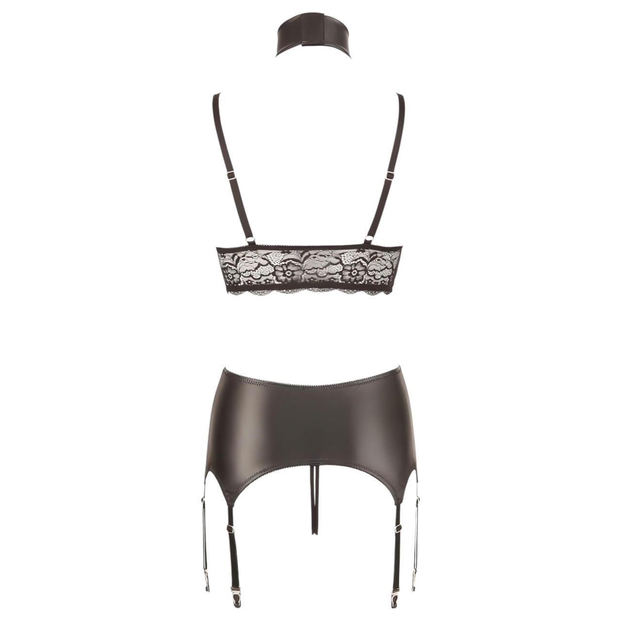 Cottelli Bondage - csipkés fényes fehérnemű szett (4 részes) Cottelli Bondage - csipkés fényes fehérnemű szett (4 részes)