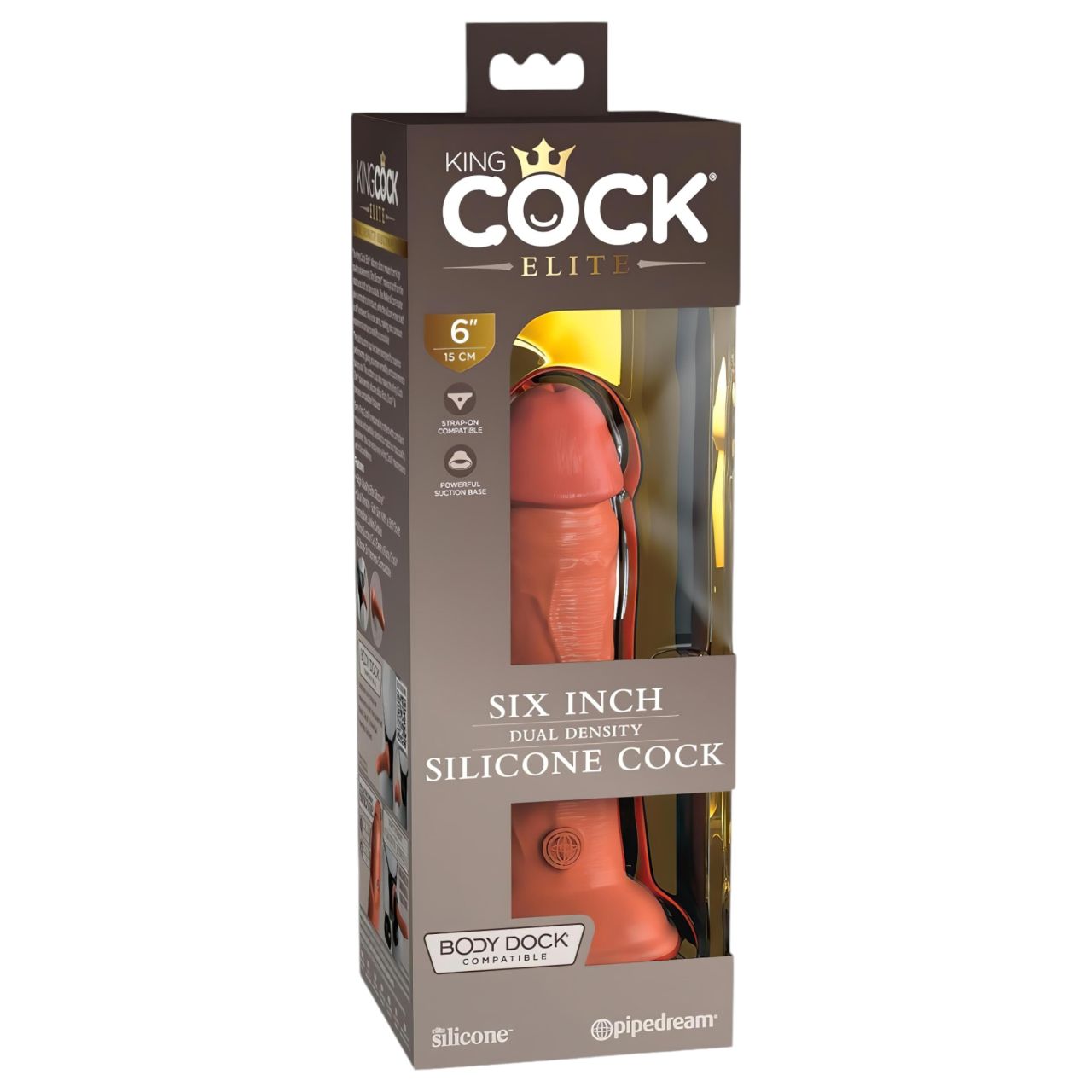 King Cock Elite 6 - tapadókorongos, élethű dildó (15cm) - sötét King Cock Elite 6 - tapadókorongos, élethű dildó (15cm) - sötét