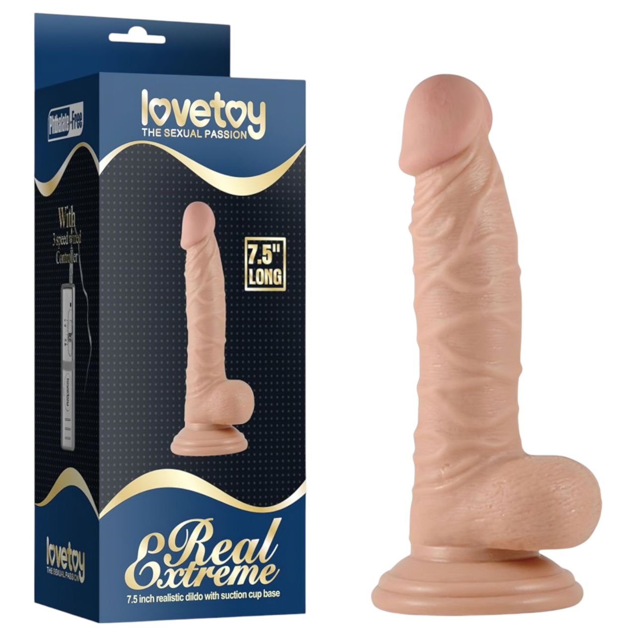 Lovetoy Real Extreme - tapadókorongos, herés G-pont dildó - 19cm (natúr) Lovetoy Real Extreme - tapadókorongos, herés G-pont dildó - 19cm (natúr)