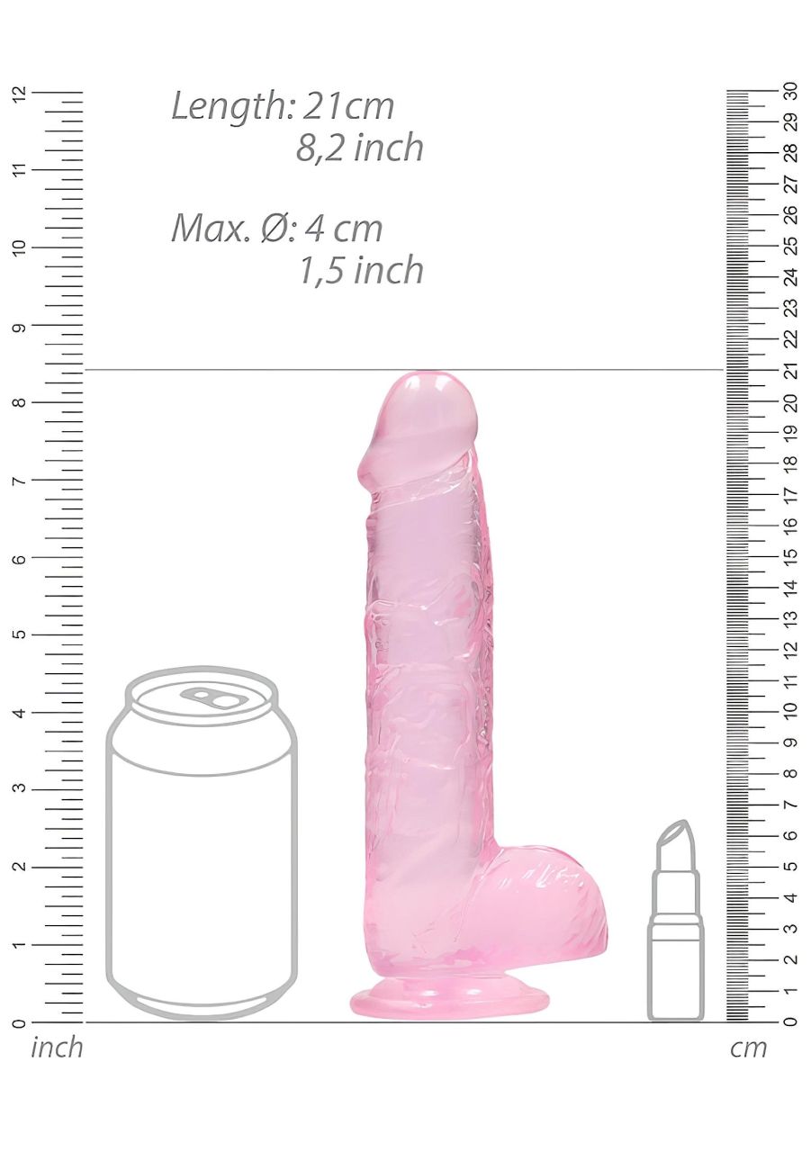 REALROCK - átlátszó élethű dildó - pink (19cm) REALROCK - átlátszó élethű dildó - pink (19cm)