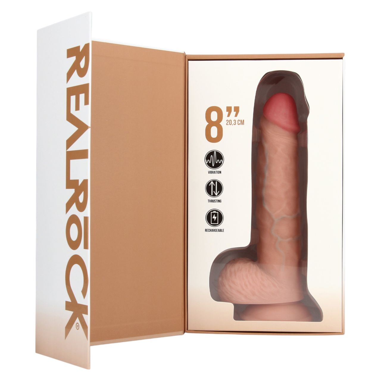RealRock - tapadókorongos lökő vibrátor - natúr (20,5cm) RealRock - tapadókorongos lökő vibrátor - natúr (20,5cm)