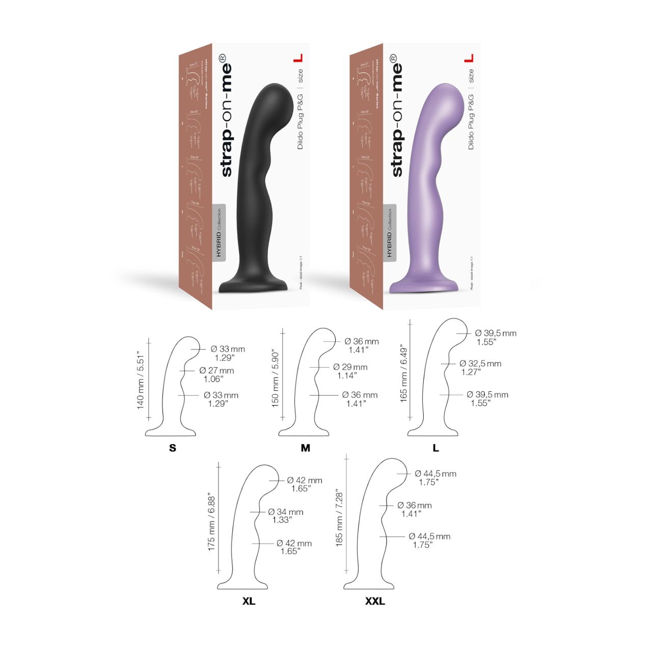 Strap-on-me P&G L - hajlított, tapadókorongos dildó (fekete)