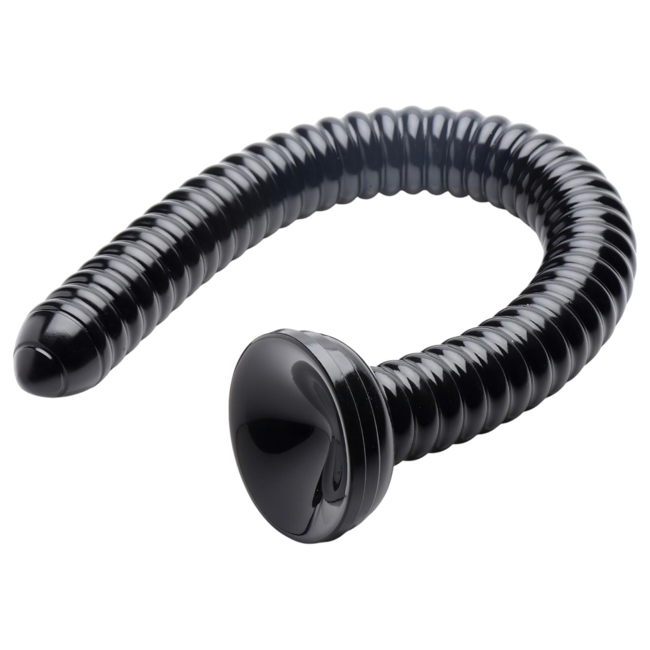 HOSED Ribbed Hose 19 - tapadókorongos anál dildó (fekete) HOSED Ribbed Hose 19 - tapadókorongos anál dildó (fekete)