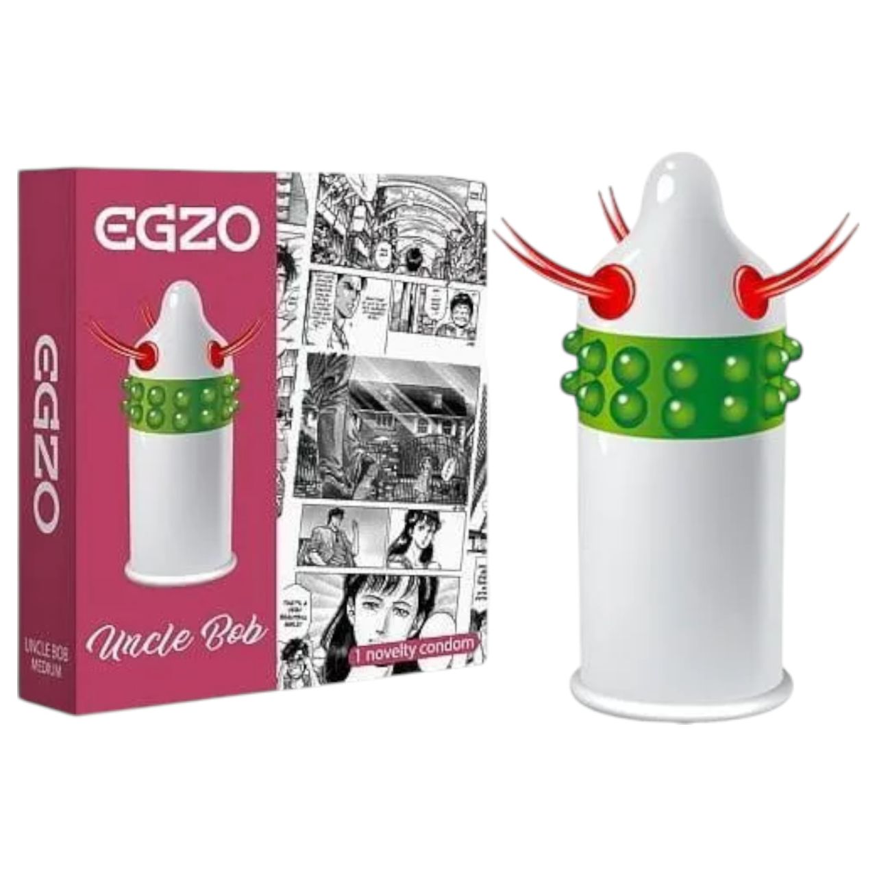Egzo Uncle Bob - tüskés, csápos óvszer (1db) Egzo Uncle Bob - tüskés, csápos óvszer (1db)