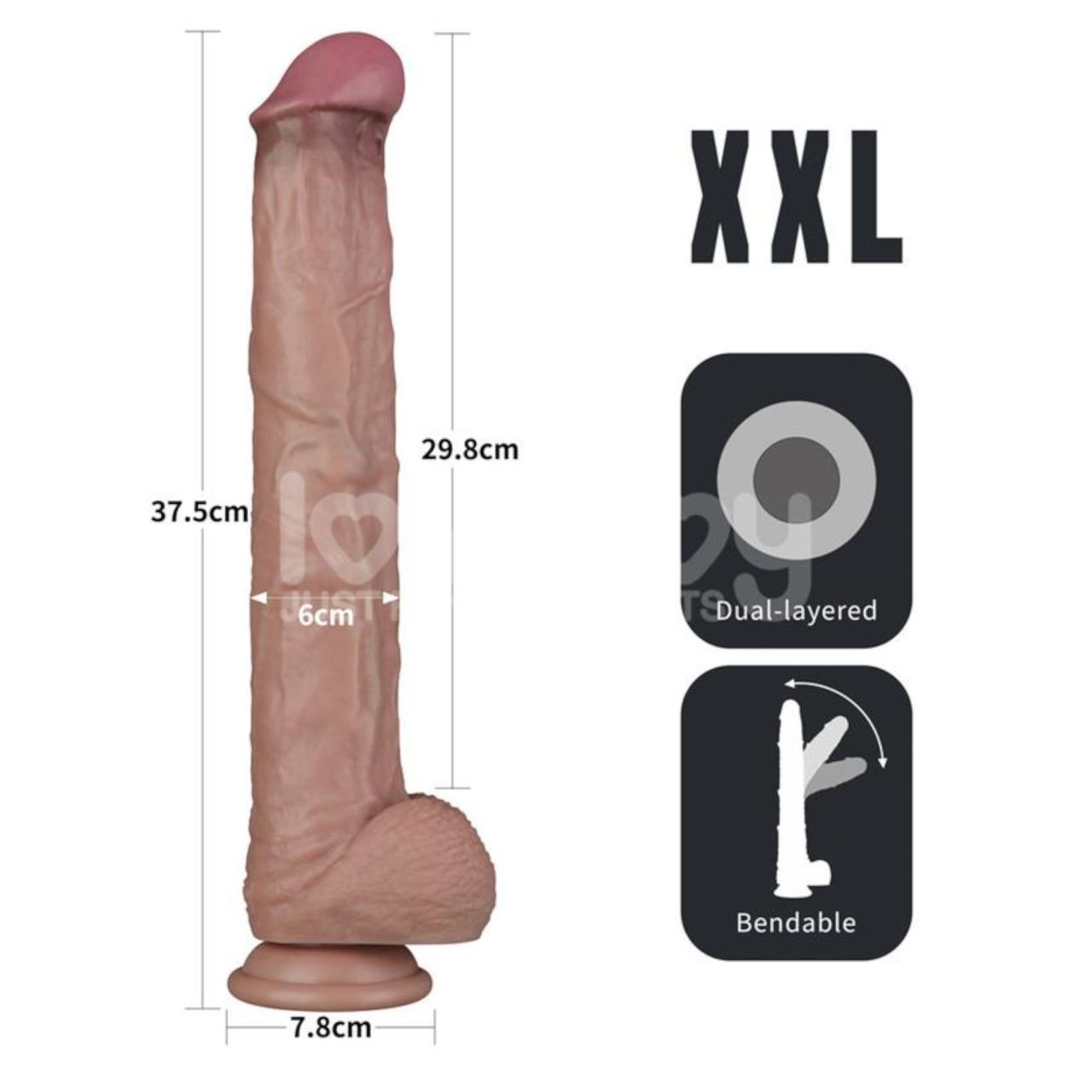 Lovetoy - kétrétegű XXL dildó - 36,5 cm - (natúr) Lovetoy - kétrétegű XXL dildó - 36,5 cm - (natúr)