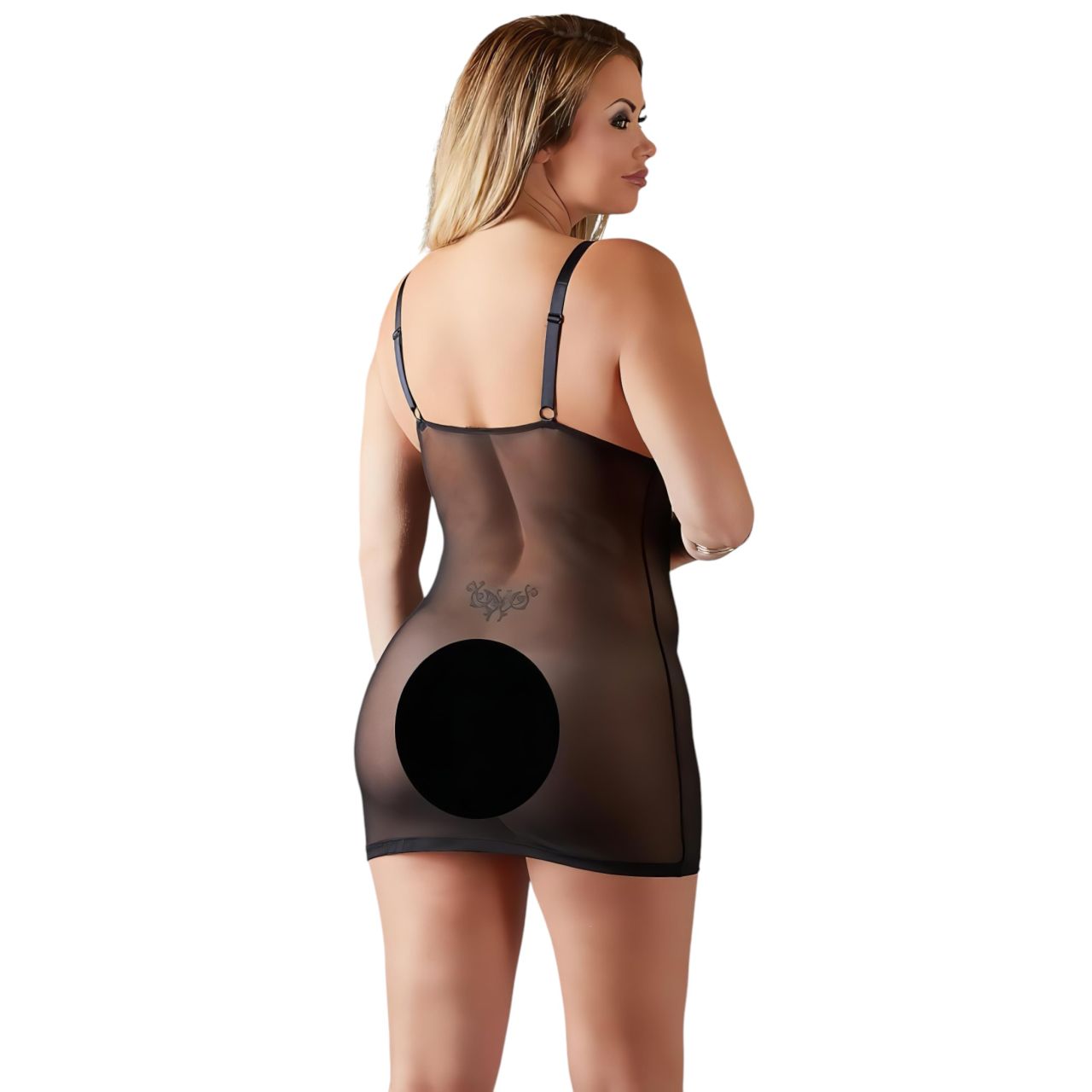 Cottelli Plus Size - csipkés átlátszó hálóing (fekete) Cottelli Plus Size - csipkés átlátszó hálóing (fekete)