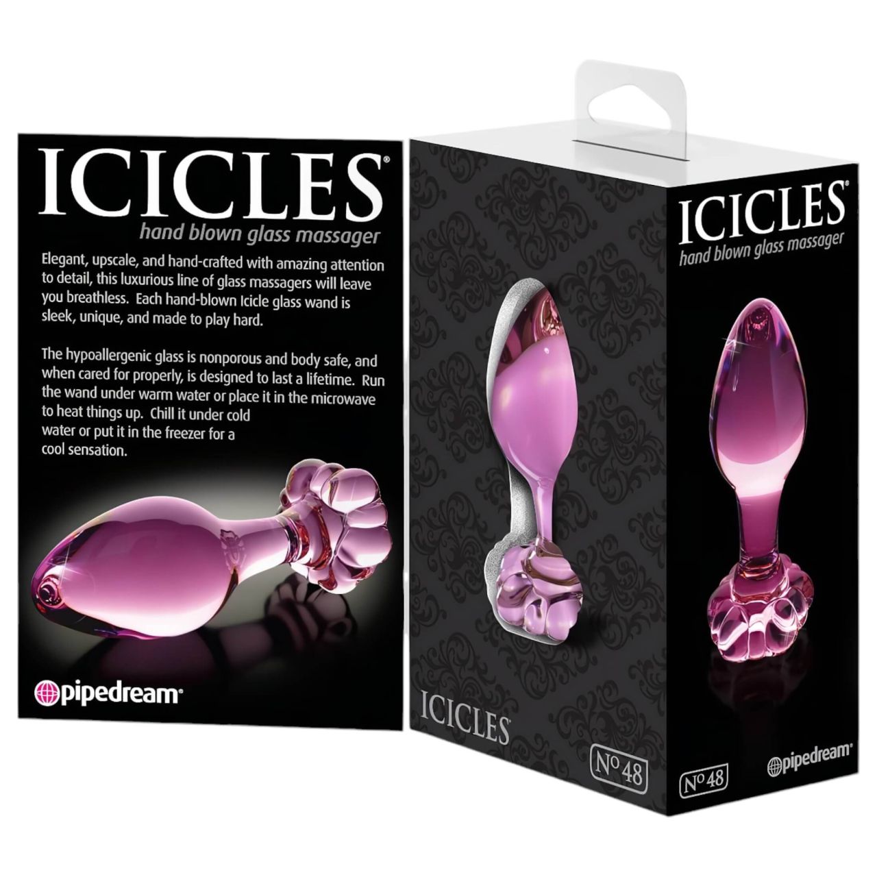 Icicles No. 48 - virágos üveg anál kúp (pink) Icicles No. 48 - virágos üveg anál kúp (pink)