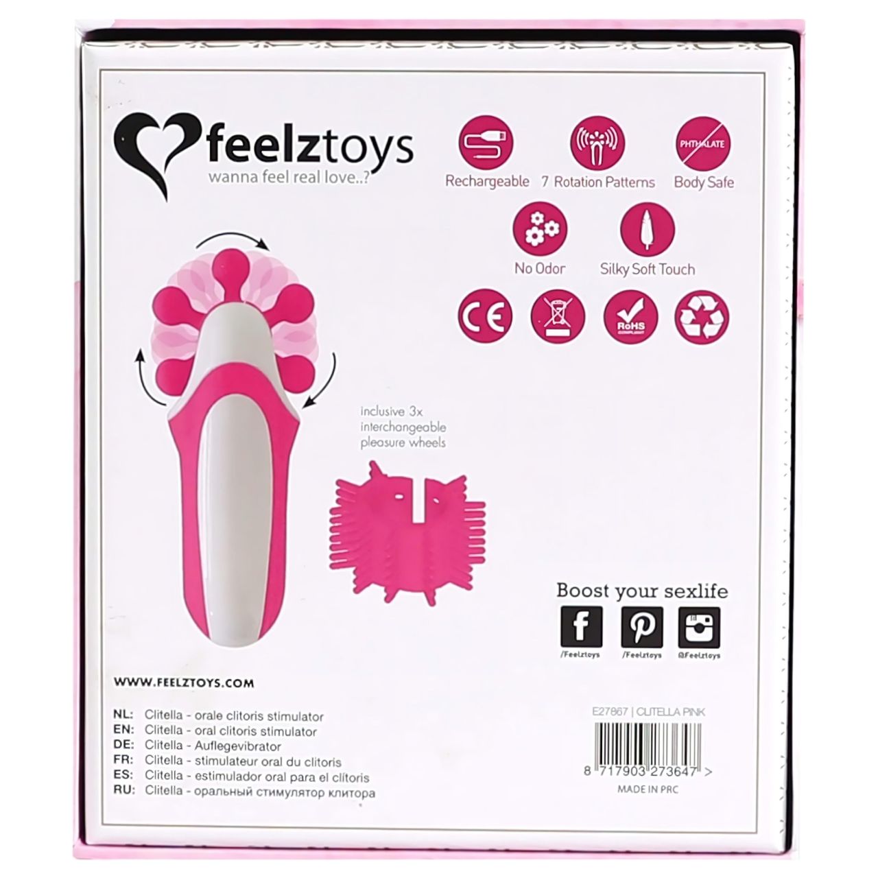 / FEELZTOYS Clitella - akkus, forgó, orál vibrátor (pink)