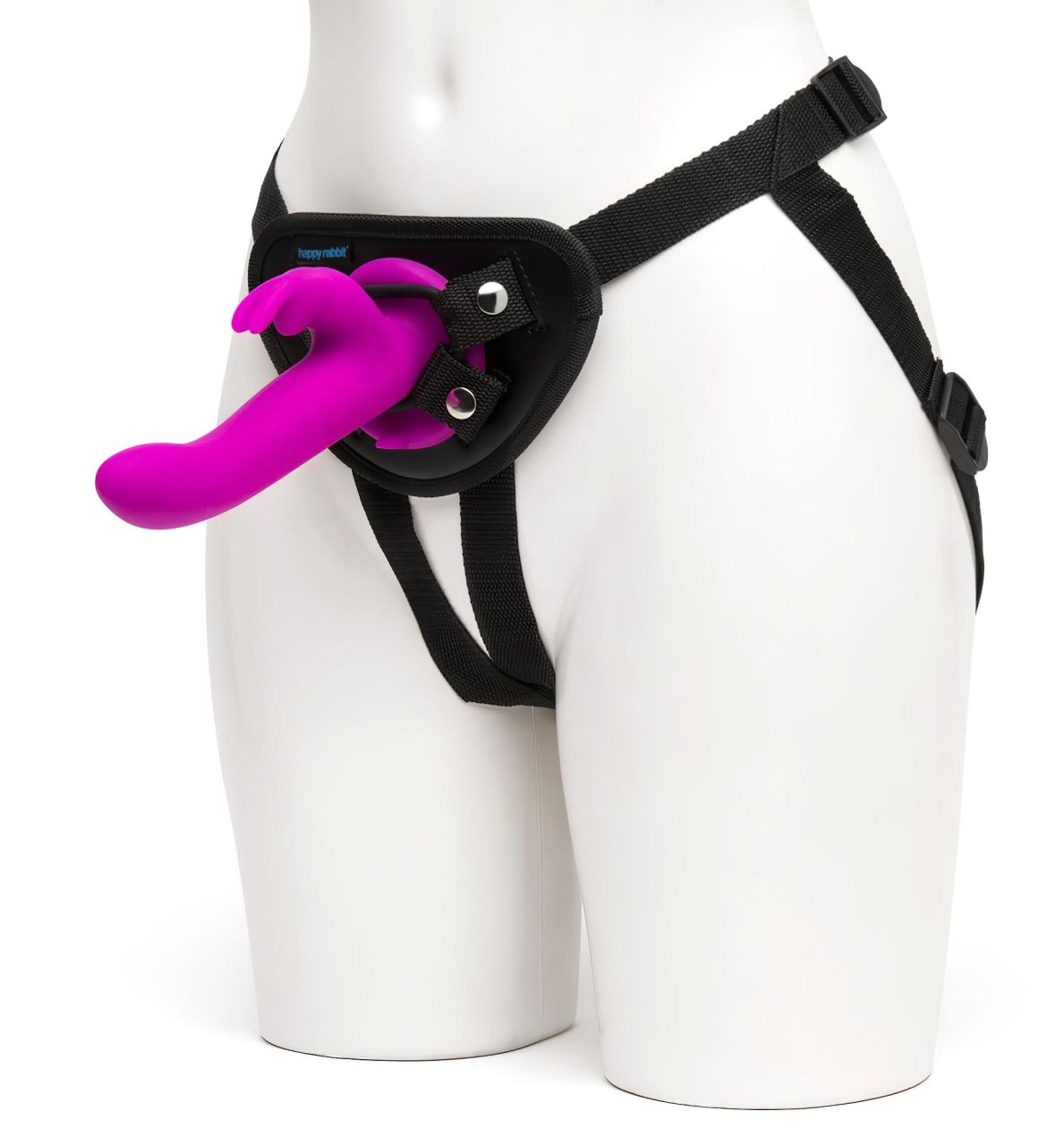 Happyrabbit Strap-On - nyuszis felcsatolható vibrátor (lila) Happyrabbit Strap-On - nyuszis felcsatolható vibrátor (lila)