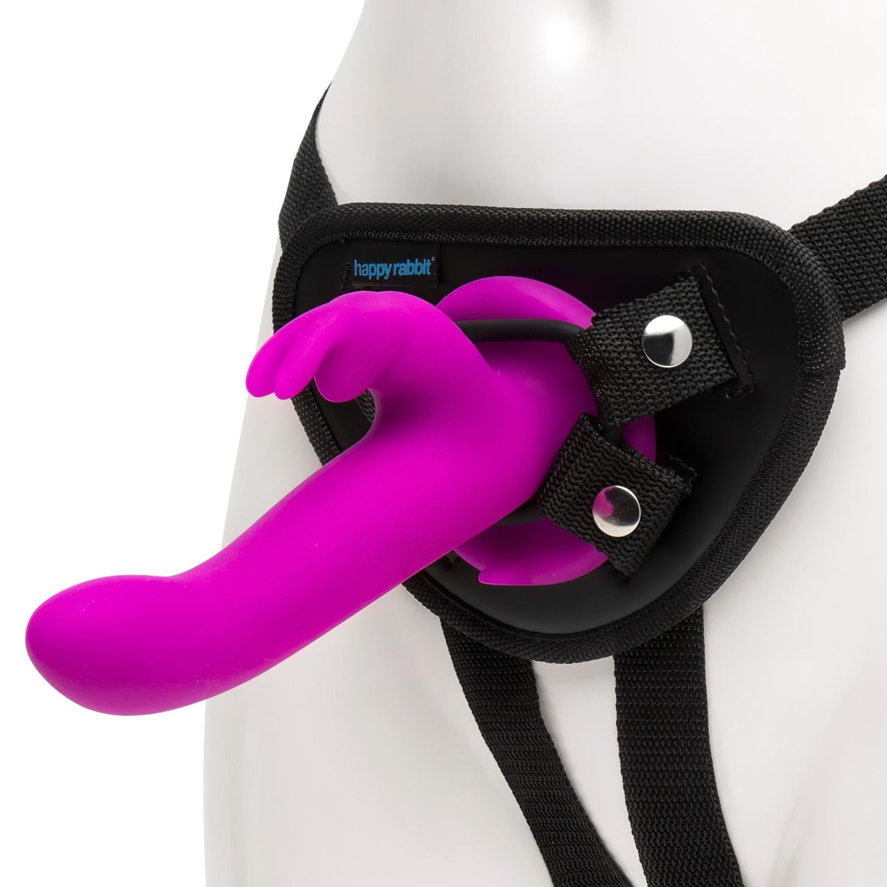 Happyrabbit Strap-On - nyuszis felcsatolható vibrátor (lila) Happyrabbit Strap-On - nyuszis felcsatolható vibrátor (lila)