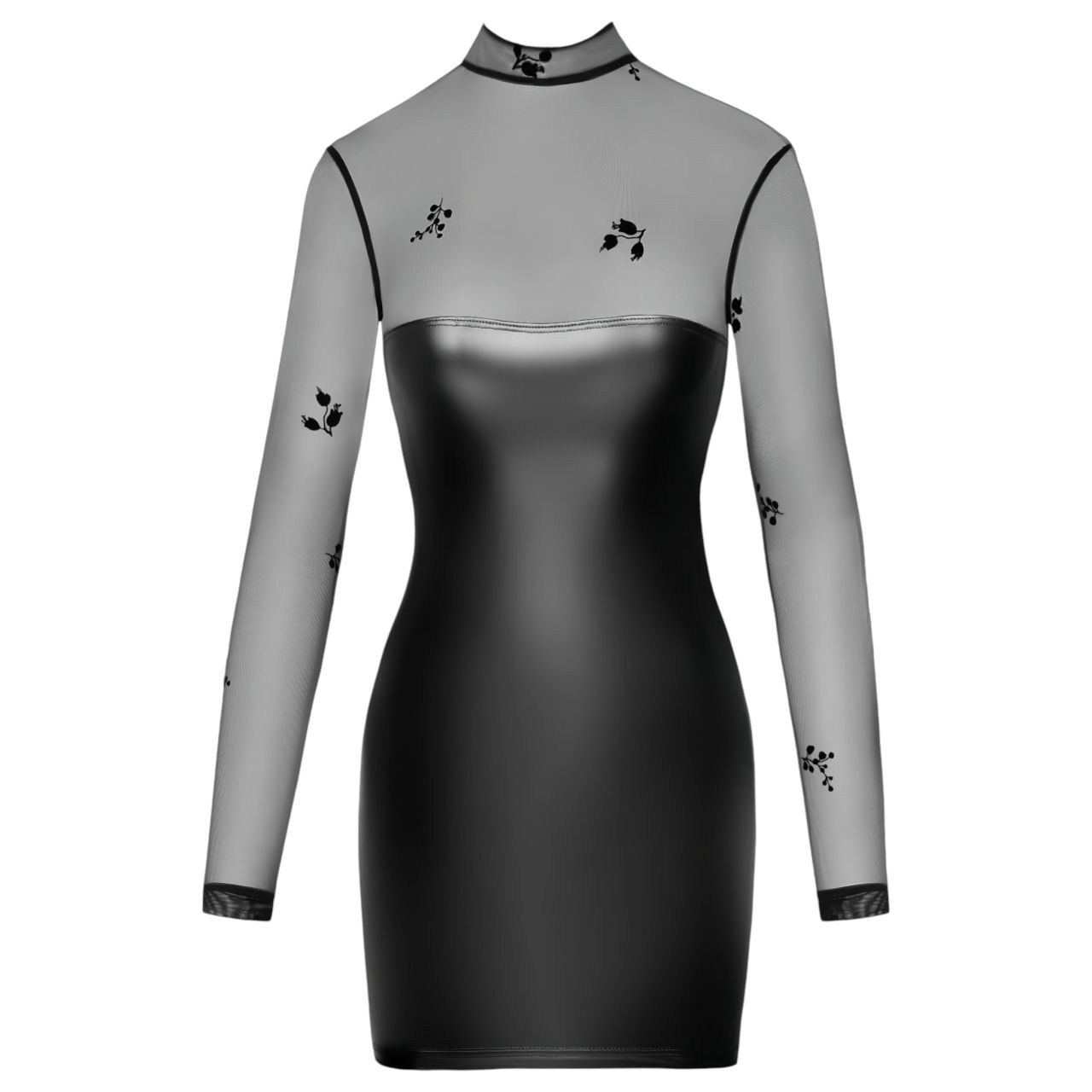 Noir - átlátszó felsős fényes ruha (fekete)