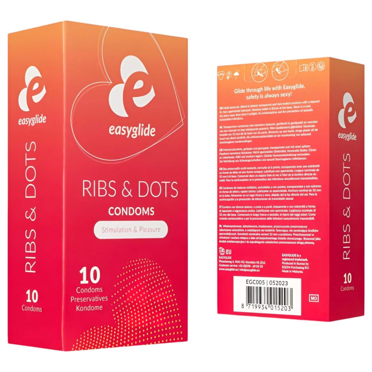 EasyGlide Ribs & Dots - pontozott óvszer (10db) EasyGlide Ribs & Dots - pontozott óvszer (10db)