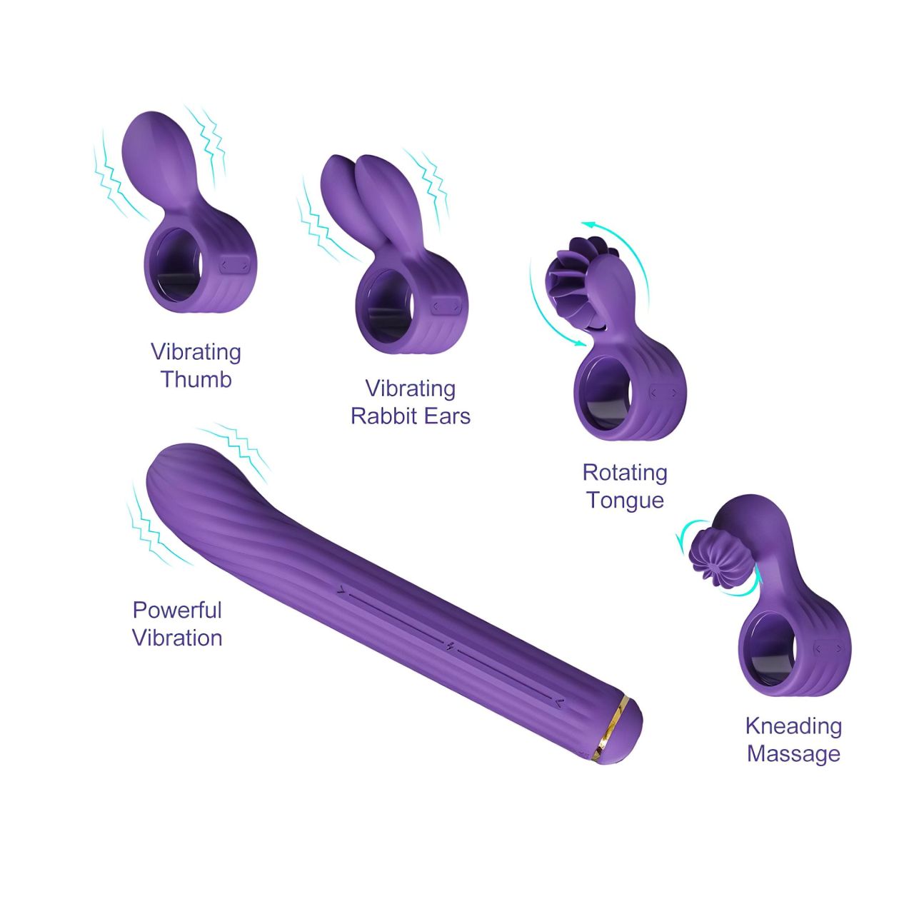 Magic Stick - vibrátor cseréléhető feltétekkel (lila) Magic Stick - vibrátor cseréléhető feltétekkel (lila)