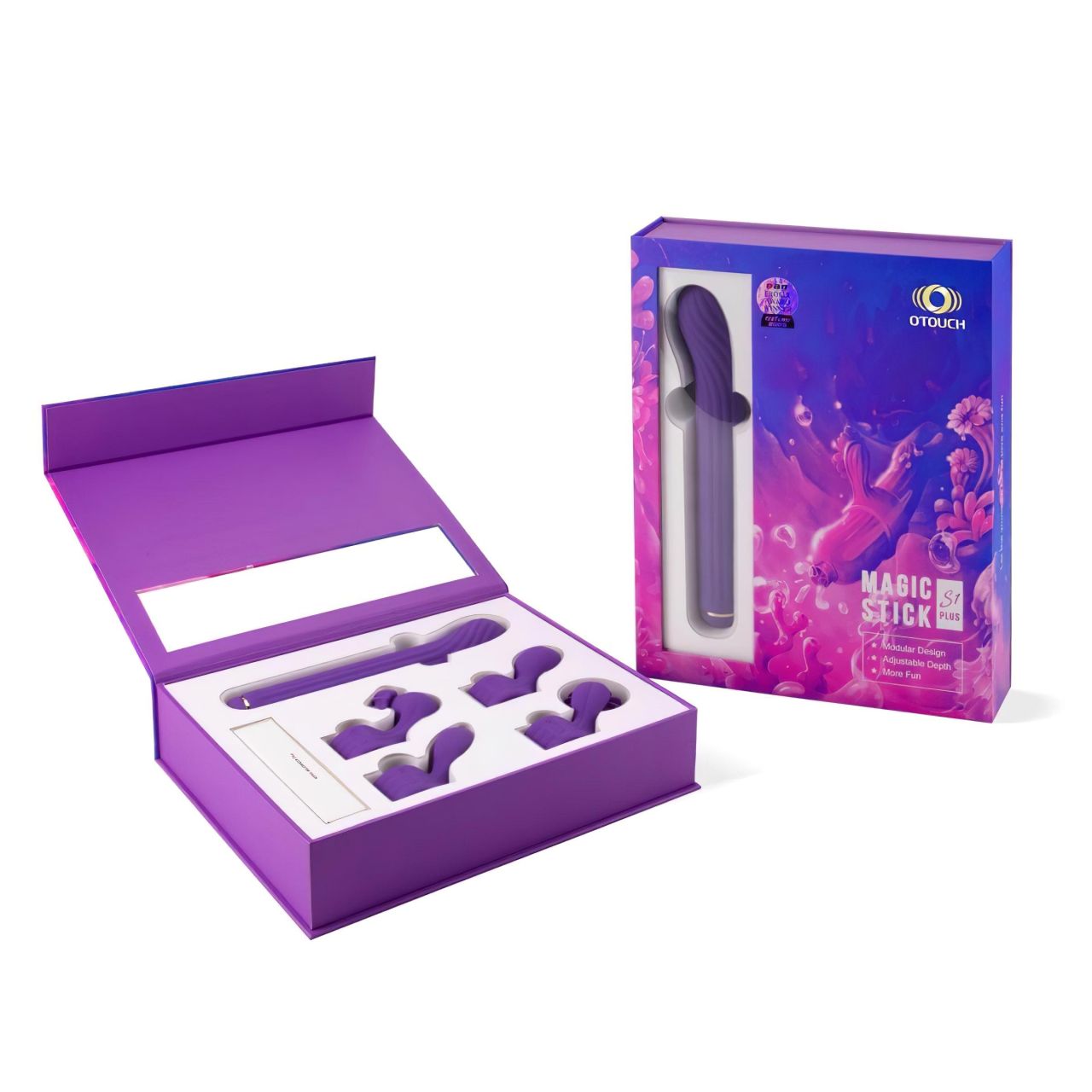 Magic Stick - vibrátor cseréléhető feltétekkel (lila) Magic Stick - vibrátor cseréléhető feltétekkel (lila)