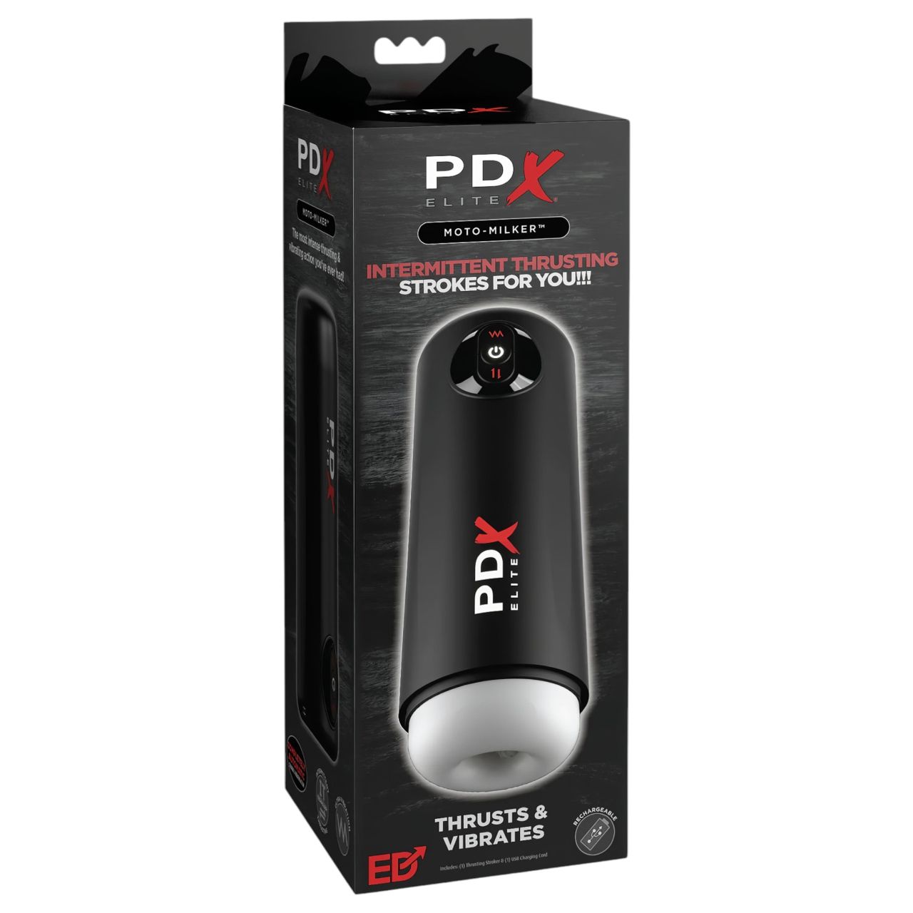 PDX Elite Moto Milker - lökő-rezgő maszturbátor (fekete) PDX Elite Moto Milker - lökő-rezgő maszturbátor (fekete)