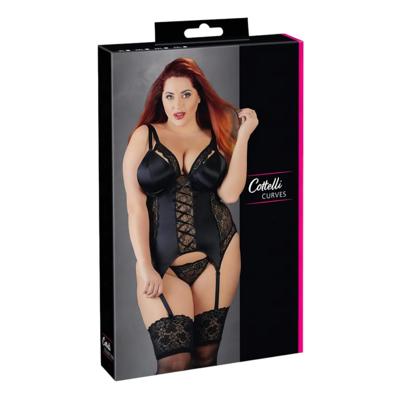 / Cottelli Plus Size - variálható harisnyatartós felső (fekete) / Cottelli Plus Size - variálható harisnyatartós felső (fekete)