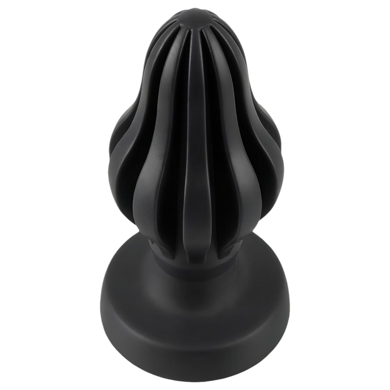 / ANOS - bordázott puha butt plug - 7 cm (fekete) / ANOS - bordázott puha butt plug - 7 cm (fekete)