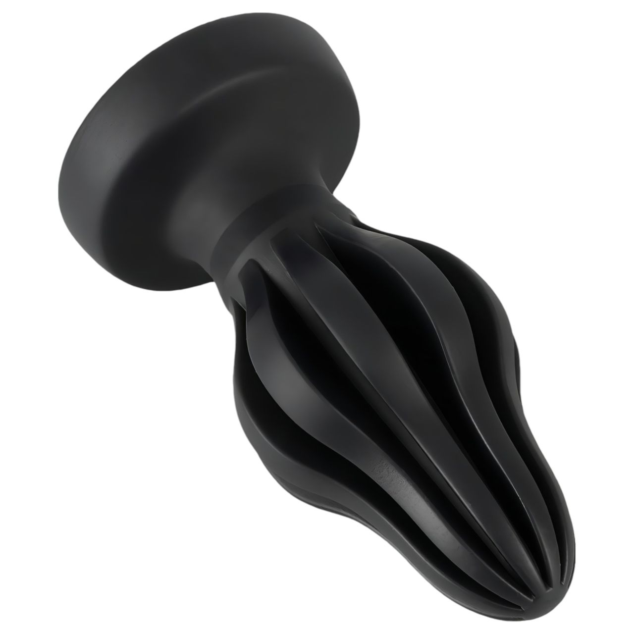 / ANOS - bordázott puha butt plug - 7 cm (fekete) / ANOS - bordázott puha butt plug - 7 cm (fekete)