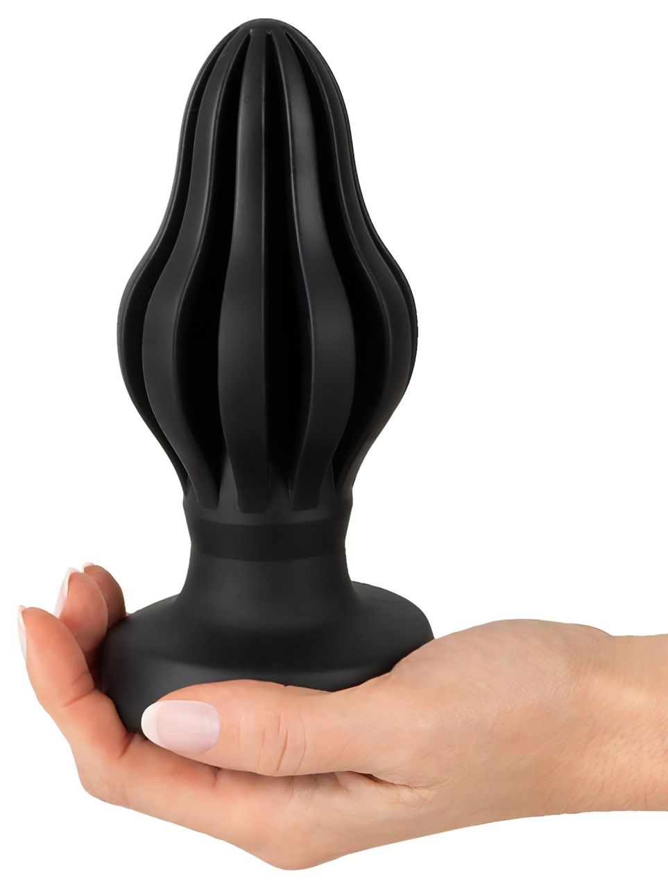 / ANOS - bordázott puha butt plug - 7 cm (fekete) / ANOS - bordázott puha butt plug - 7 cm (fekete)