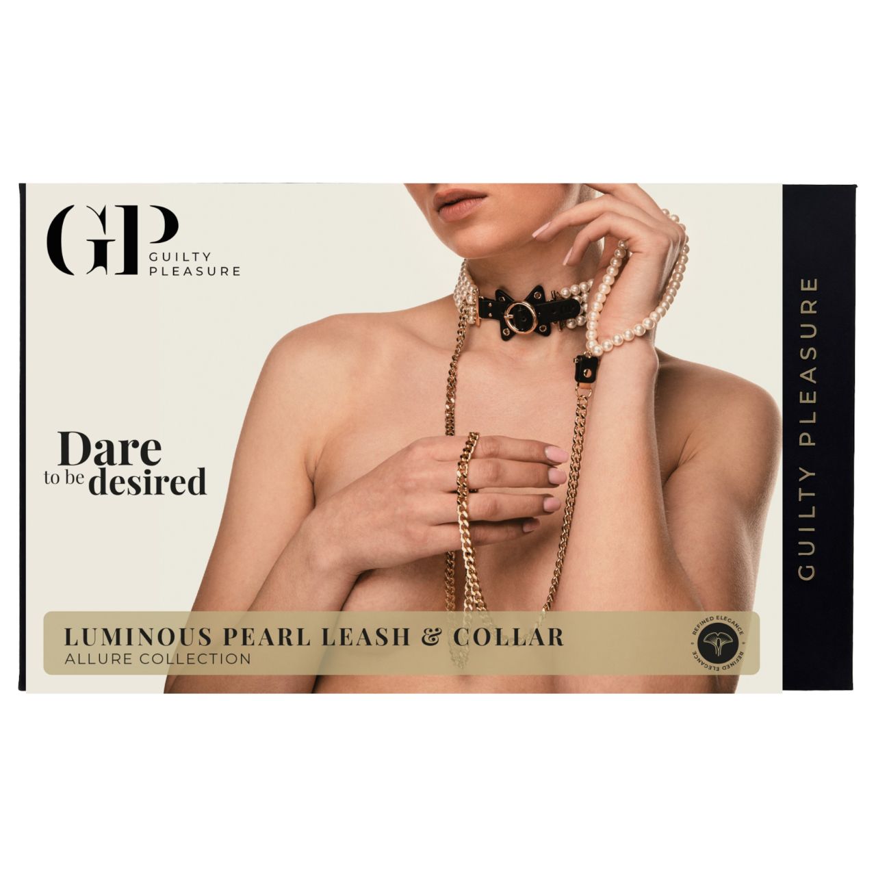 Allure - gyöngyös nyakörv pórázzal (fekete) Allure - gyöngyös nyakörv pórázzal (fekete)