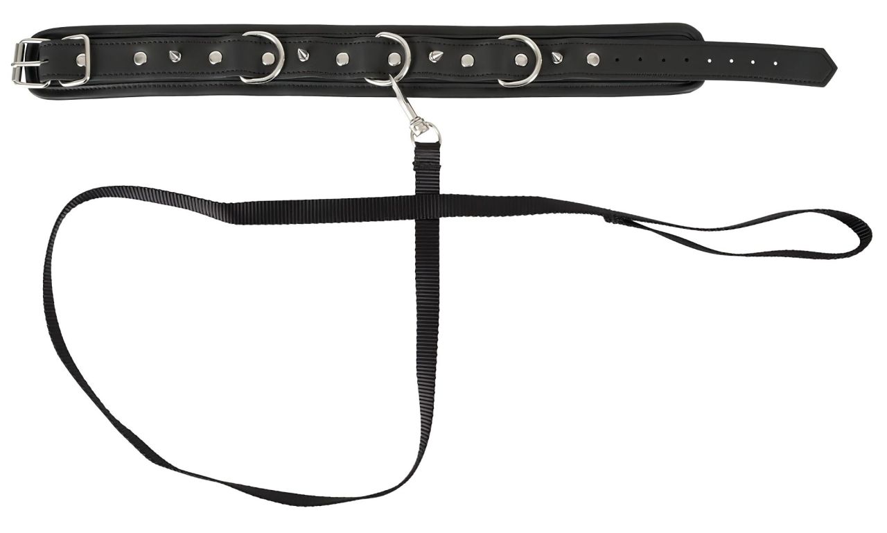 Vegan Fetish - szegecses nyakörv és póráz (fekete) Vegan Fetish - szegecses nyakörv és póráz (fekete)