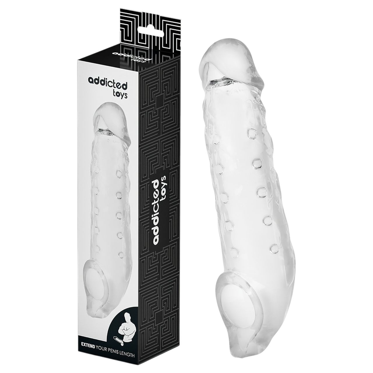 Addicted Toys - péniszköpeny heregyűrűvel - 23cm (átlátszó) Addicted Toys - péniszköpeny heregyűrűvel - 23cm (átlátszó)
