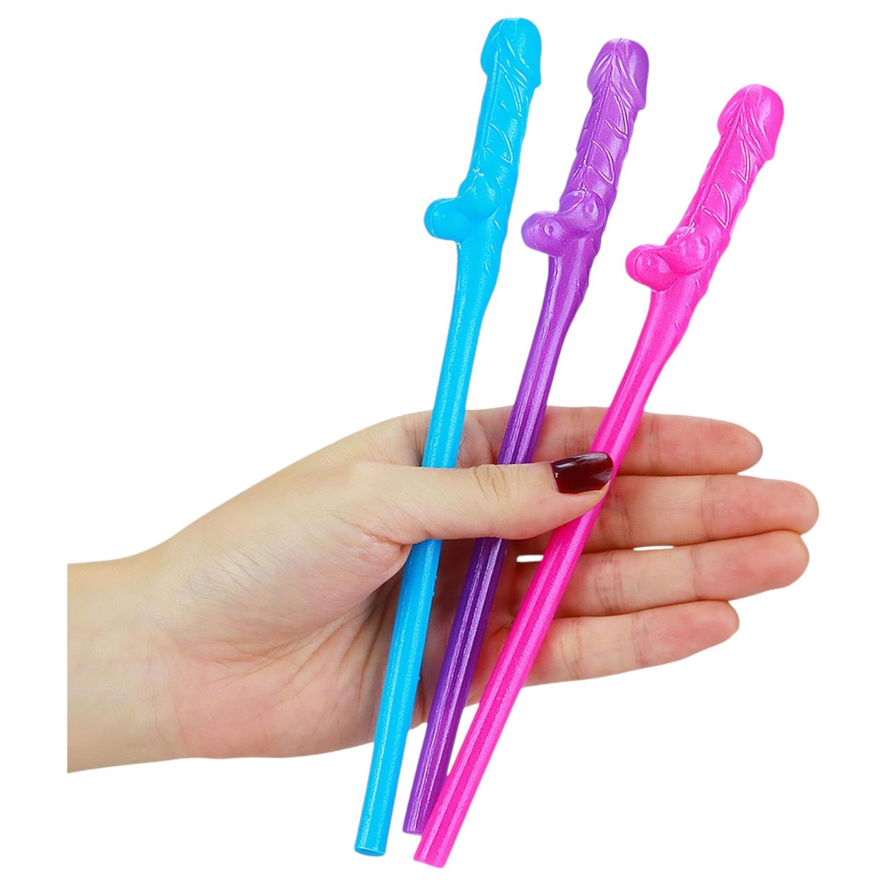 Lovetoy - realisztikus pénisz szívószál (pink-kék-lila) Lovetoy - realisztikus pénisz szívószál (pink-kék-lila)