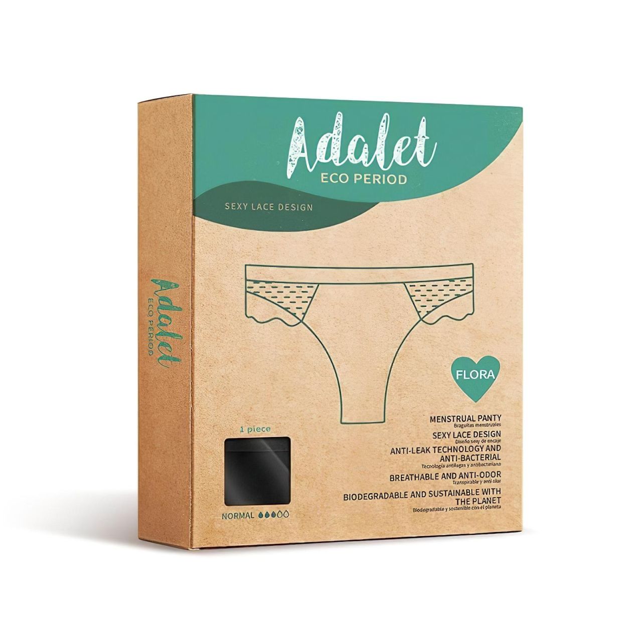 Adalet Flora Normal - menstruációs bugyi (fekete) Adalet Flora Normal - menstruációs bugyi (fekete)