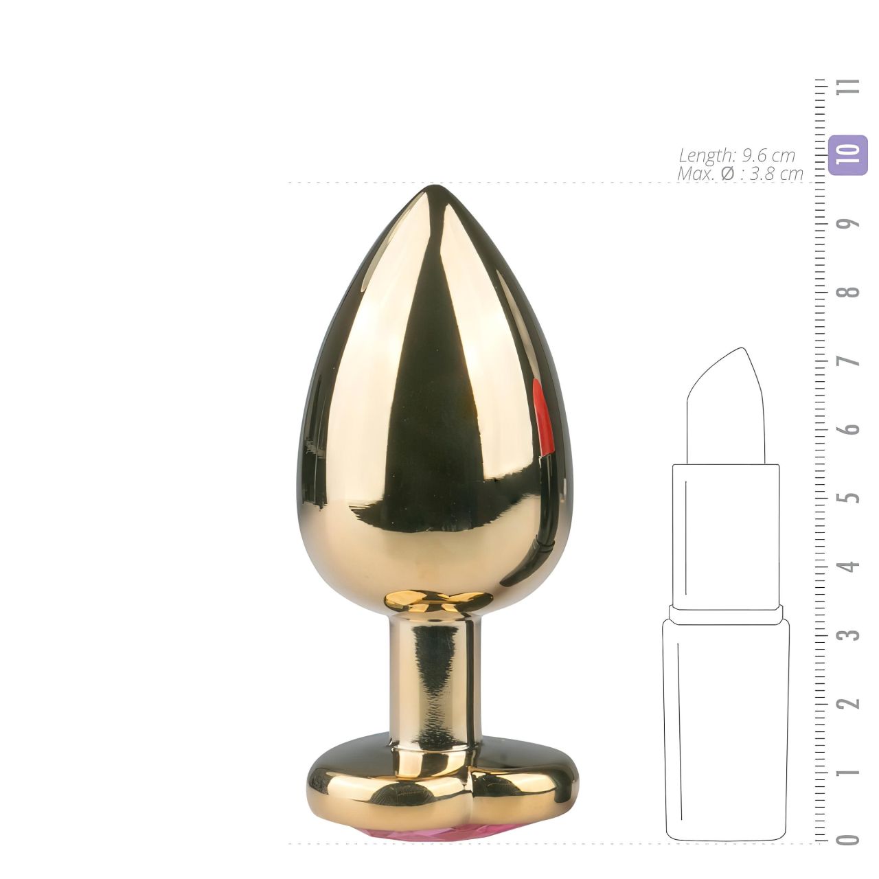 Easytoys Metal No.8 - anál plug szíves talppal - arany-pink (3,5cm) Easytoys Metal No.8 - anál plug szíves talppal - arany-pink (3,5cm)