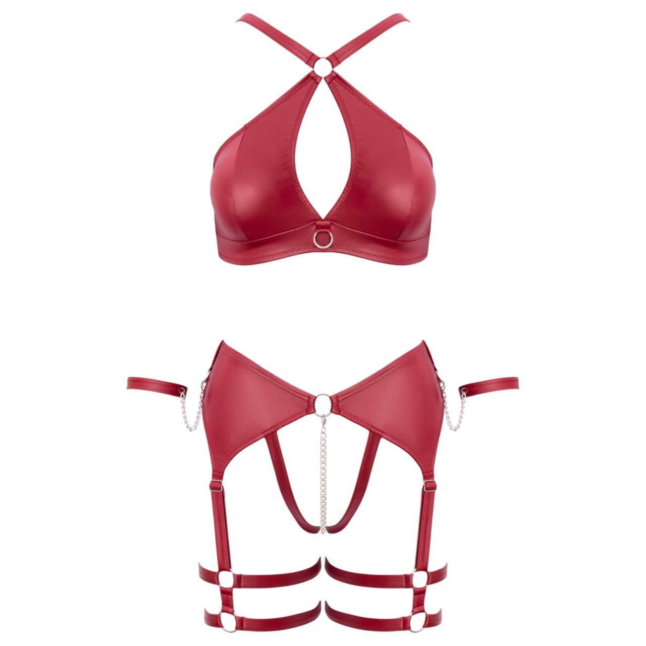 Cottelli Bondage - keresztpántos melltartó szett (piros) Cottelli Bondage - keresztpántos melltartó szett (piros)