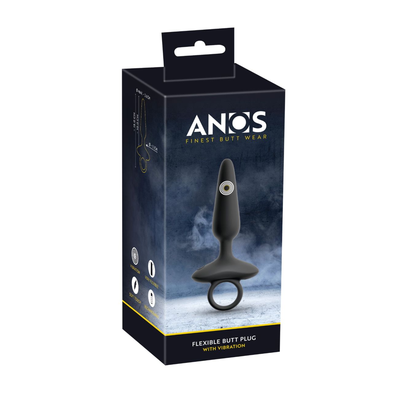 ANOS - vibrációs anál plug fogantyúval (fekete) ANOS - vibrációs anál plug fogantyúval (fekete)