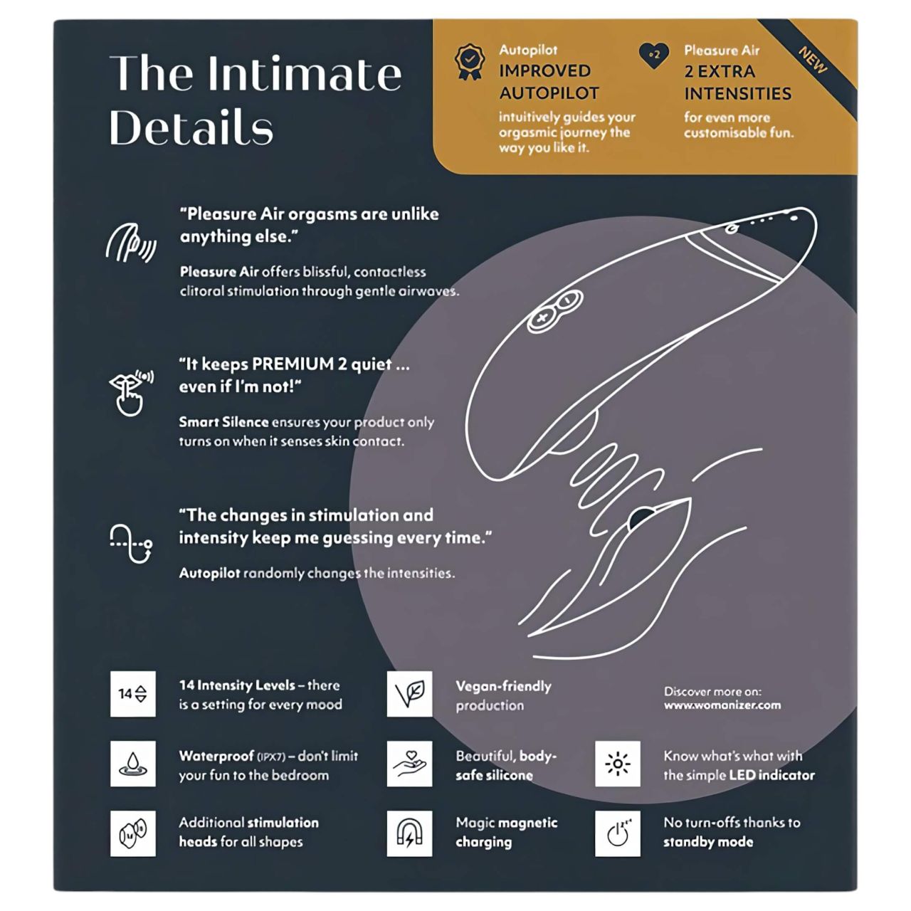 Womanizer Premium 2 - léghullámos csiklóizgató (fekete) Womanizer Premium 2 - léghullámos csiklóizgató (fekete)