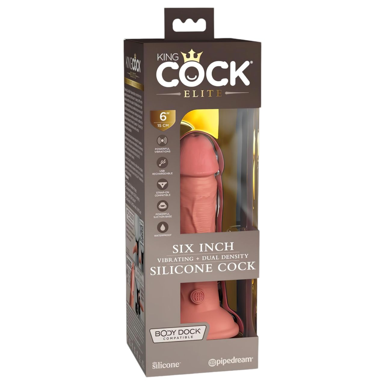 King Cock Elite 6 - tapadókorongos vibrátor (15cm) - natúr King Cock Elite 6 - tapadókorongos vibrátor (15cm) - natúr