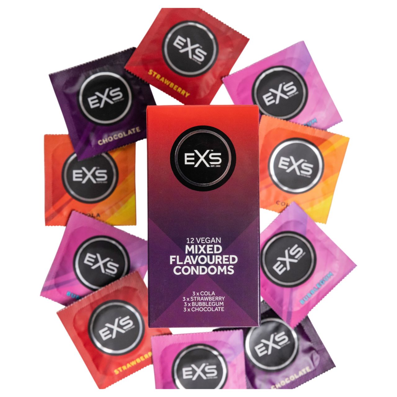 EXS Mixed - óvszer - vegyes ízű (12 db)