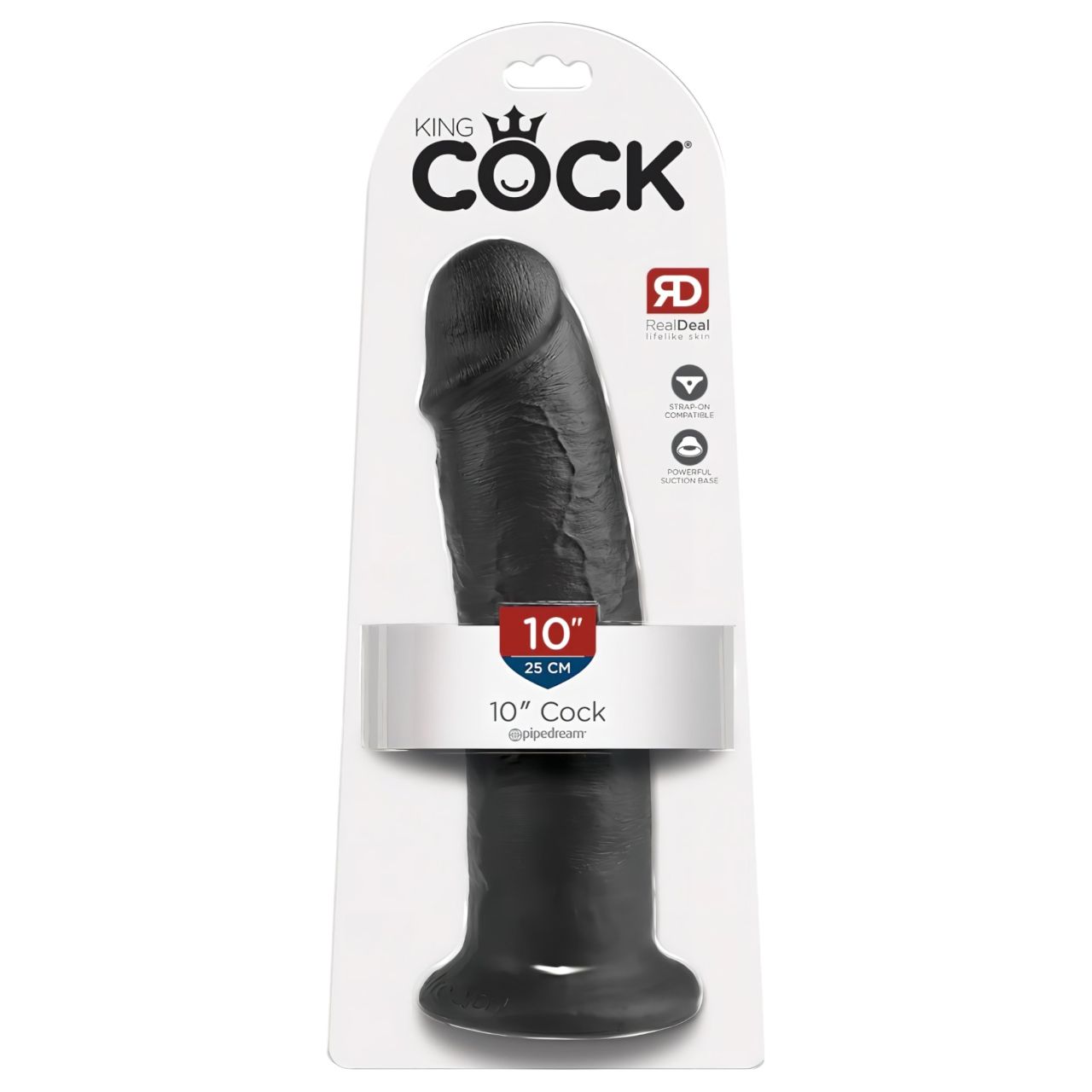 King Cock 10 - tapadókorongos dildó (25cm) - fekete