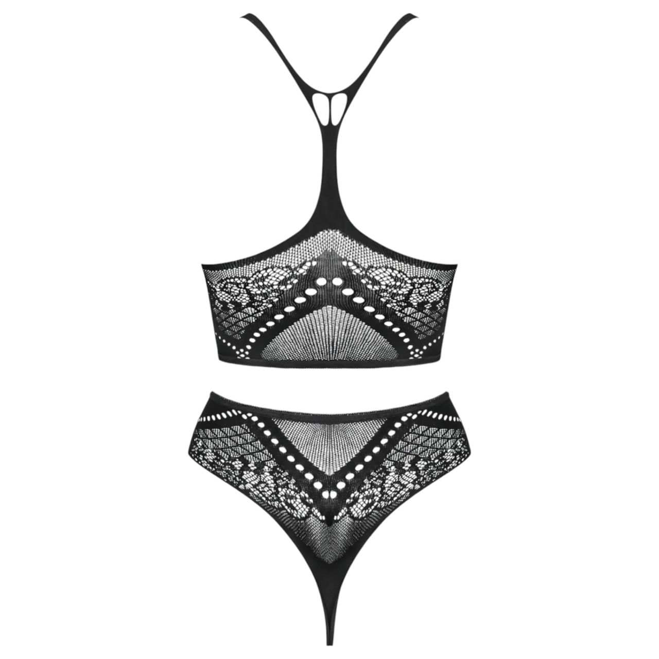 Obsessive K103 - rugalmas, nyitott necc szett (fekete) - S-L Obsessive K103 - rugalmas, nyitott necc szett (fekete) - S-L