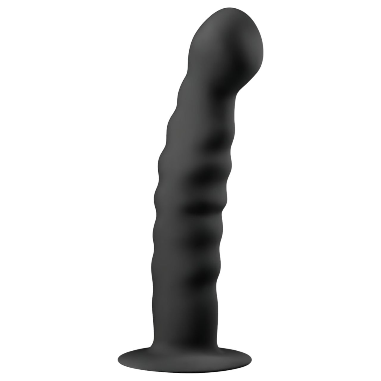 Easytoys Ribbed - tapadókorongos anál dildó (14cm) - fekete