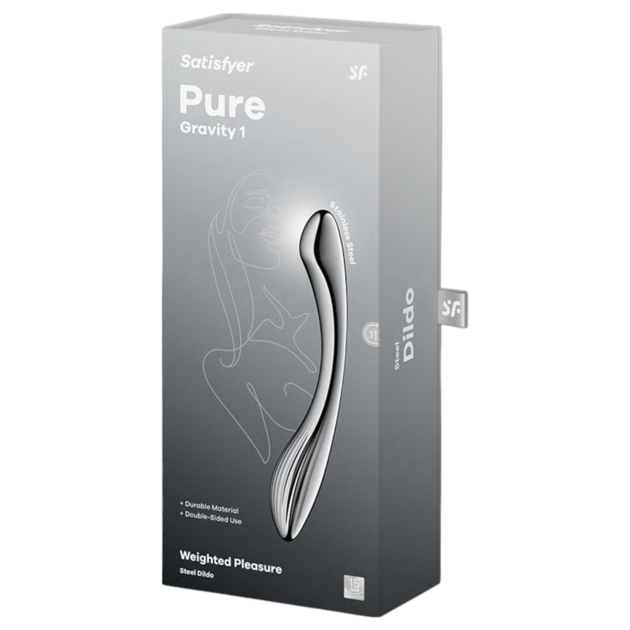 Satisfyer Pure Gravity 1 - bordázott acéldildó (ezüst)